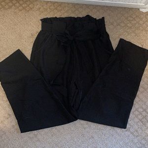 Black Paper Bag Waist Pant